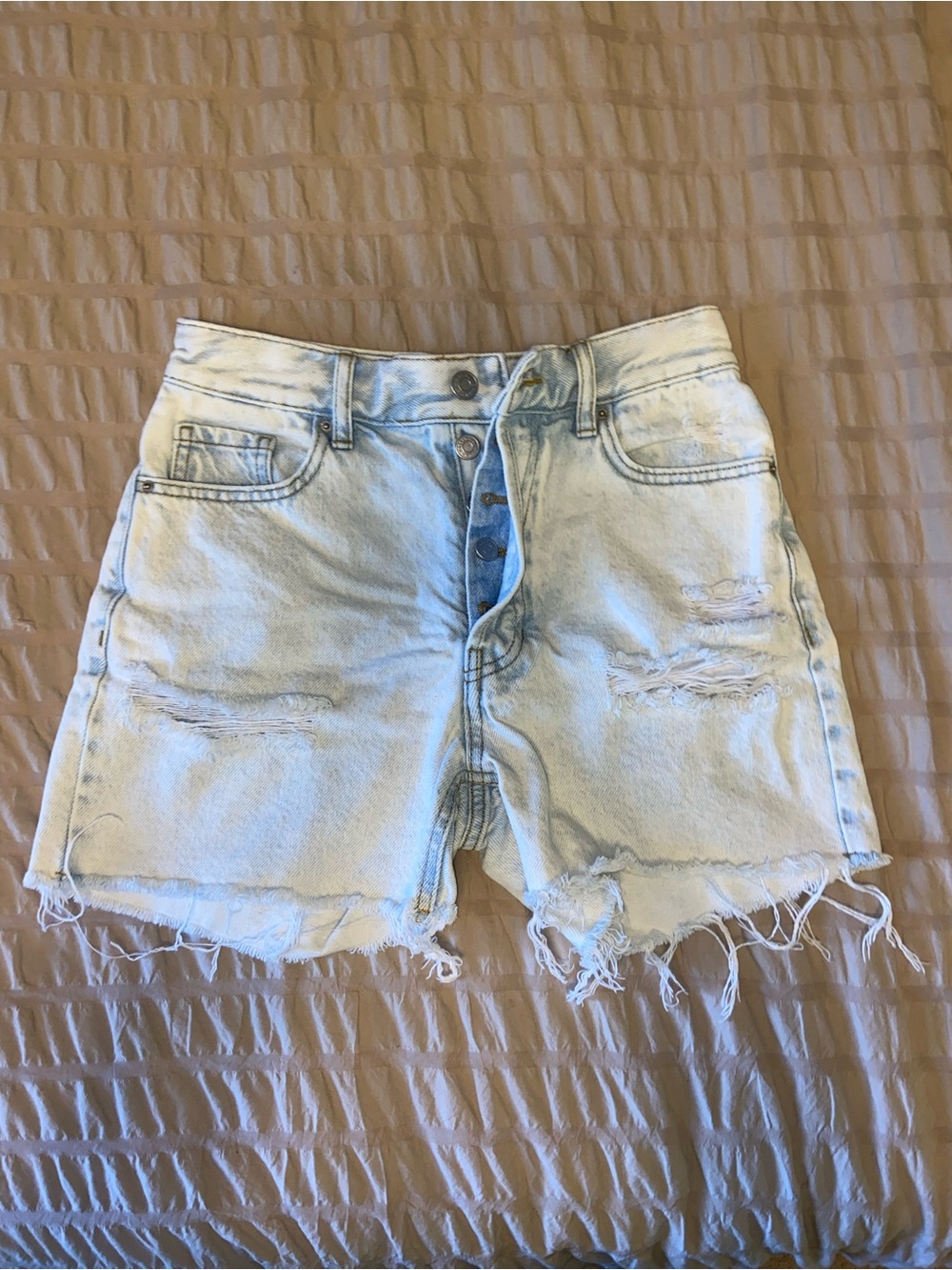PacSun Light Blue Distressed High-Rise Denim Shorts